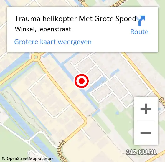 Locatie op kaart van de 112 melding: Trauma helikopter Met Grote Spoed Naar Winkel, Iepenstraat op 10 augustus 2024 11:10