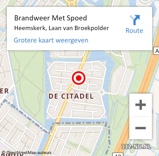 Locatie op kaart van de 112 melding: Brandweer Met Spoed Naar Heemskerk, Laan van Broekpolder op 10 augustus 2024 11:13