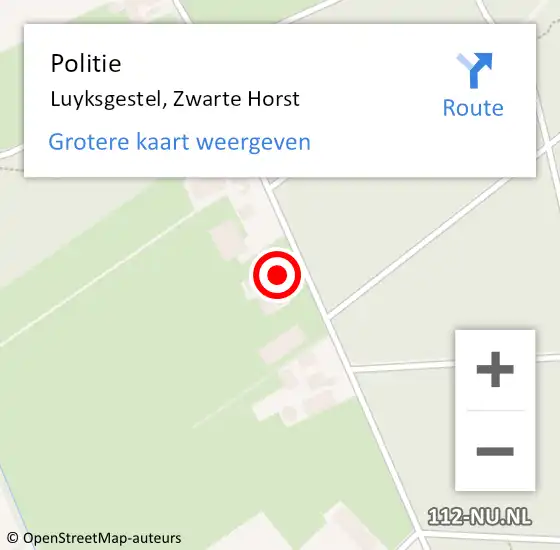 Locatie op kaart van de 112 melding: Politie Luyksgestel, Zwarte Horst op 10 augustus 2024 11:15