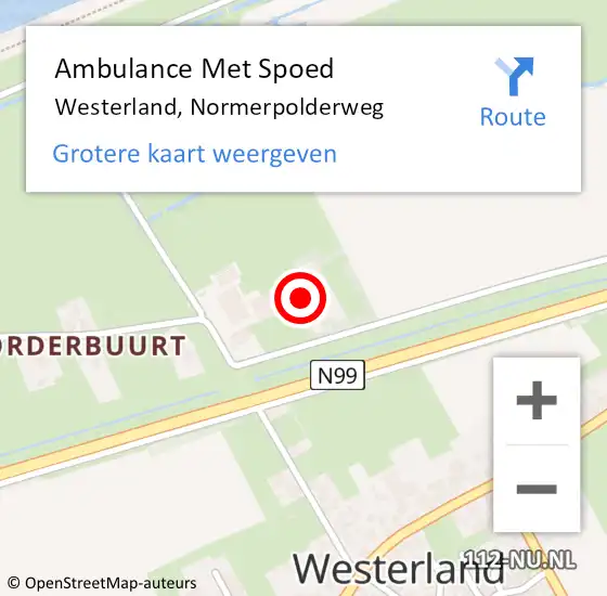 Locatie op kaart van de 112 melding: Ambulance Met Spoed Naar Westerland, Normerpolderweg op 10 augustus 2024 11:16