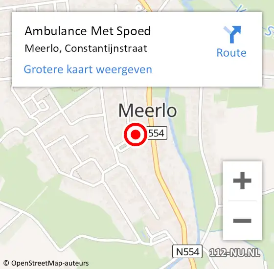 Locatie op kaart van de 112 melding: Ambulance Met Spoed Naar Meerlo, Constantijnstraat op 15 oktober 2014 21:59