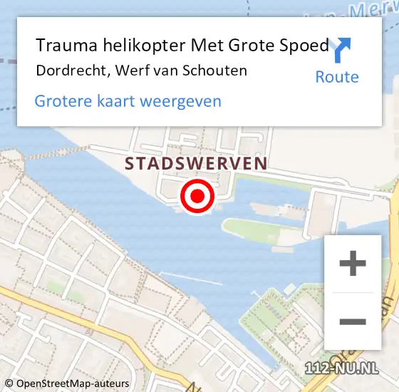 Locatie op kaart van de 112 melding: Trauma helikopter Met Grote Spoed Naar Dordrecht, Werf van Schouten op 10 augustus 2024 11:46