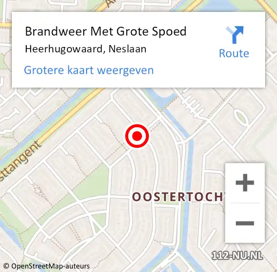 Locatie op kaart van de 112 melding: Brandweer Met Grote Spoed Naar Heerhugowaard, Neslaan op 10 augustus 2024 11:47