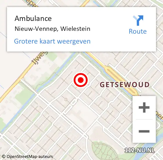 Locatie op kaart van de 112 melding: Ambulance Nieuw-Vennep, Wielestein op 10 augustus 2024 11:51