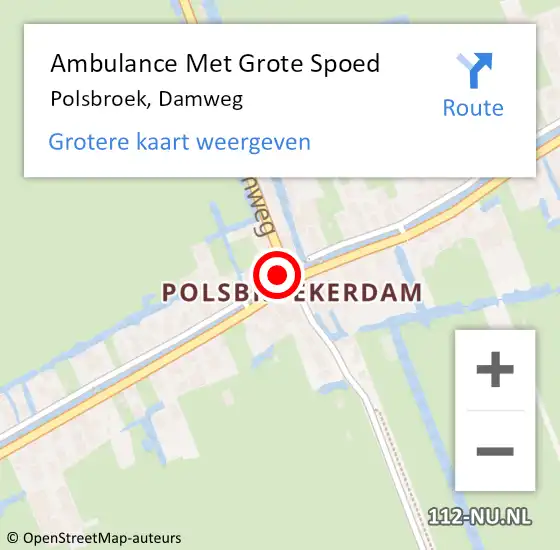 Locatie op kaart van de 112 melding: Ambulance Met Grote Spoed Naar Polsbroek, Damweg op 10 augustus 2024 11:56