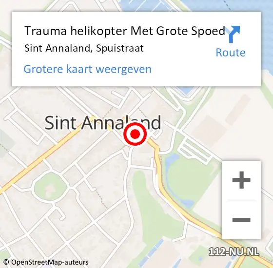 Locatie op kaart van de 112 melding: Trauma helikopter Met Grote Spoed Naar Sint Annaland, Spuistraat op 10 augustus 2024 11:56