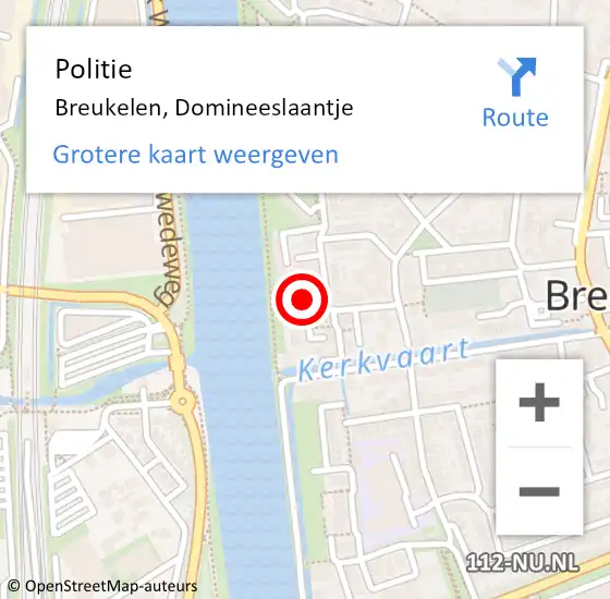 Locatie op kaart van de 112 melding: Politie Breukelen, Domineeslaantje op 10 augustus 2024 12:02