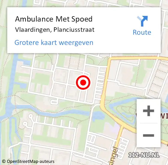 Locatie op kaart van de 112 melding: Ambulance Met Spoed Naar Vlaardingen, Planciusstraat op 10 augustus 2024 12:02