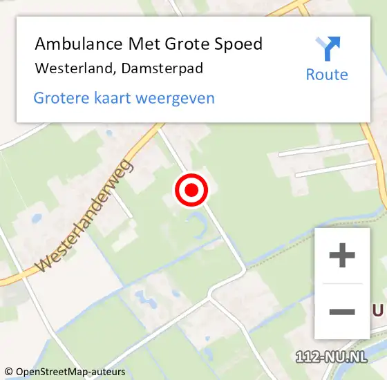 Locatie op kaart van de 112 melding: Ambulance Met Grote Spoed Naar Westerland, Damsterpad op 15 oktober 2014 22:06