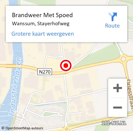 Locatie op kaart van de 112 melding: Brandweer Met Spoed Naar Wanssum, Stayerhofweg op 10 augustus 2024 12:08