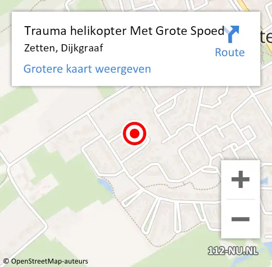 Locatie op kaart van de 112 melding: Trauma helikopter Met Grote Spoed Naar Zetten, Dijkgraaf op 10 augustus 2024 12:11