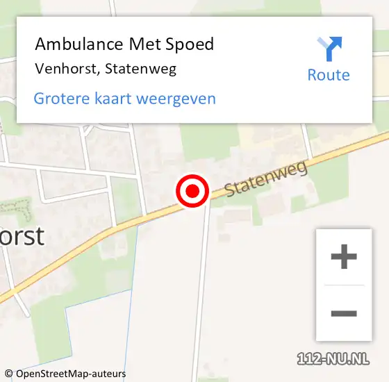 Locatie op kaart van de 112 melding: Ambulance Met Spoed Naar Venhorst, Statenweg op 15 oktober 2014 22:07