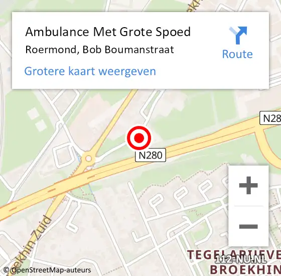 Locatie op kaart van de 112 melding: Ambulance Met Grote Spoed Naar Roermond, Bob Boumanstraat op 10 augustus 2024 12:21