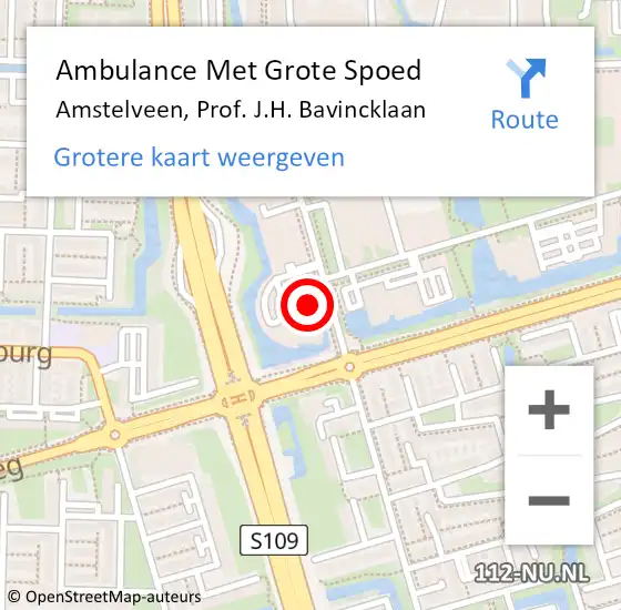 Locatie op kaart van de 112 melding: Ambulance Met Grote Spoed Naar Amstelveen, Prof. J.H. Bavincklaan op 10 augustus 2024 12:36