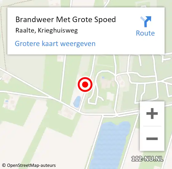 Locatie op kaart van de 112 melding: Brandweer Met Grote Spoed Naar Raalte, Krieghuisweg op 10 augustus 2024 12:41