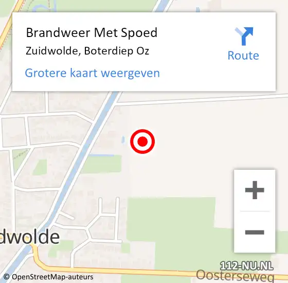 Locatie op kaart van de 112 melding: Brandweer Met Spoed Naar Zuidwolde, Boterdiep Oz op 10 augustus 2024 12:50