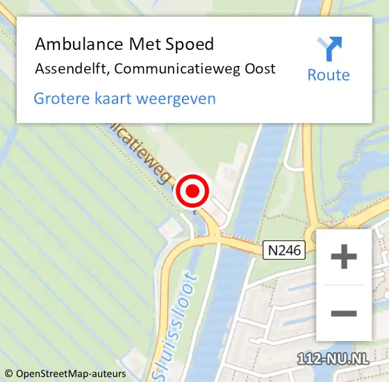 Locatie op kaart van de 112 melding: Ambulance Met Spoed Naar Assendelft, Communicatieweg Oost op 10 augustus 2024 12:56