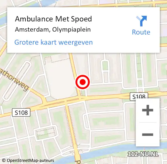 Locatie op kaart van de 112 melding: Ambulance Met Spoed Naar Amsterdam, Olympiaplein op 10 augustus 2024 13:03