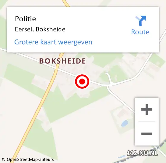 Locatie op kaart van de 112 melding: Politie Eersel, Boksheide op 10 augustus 2024 13:07