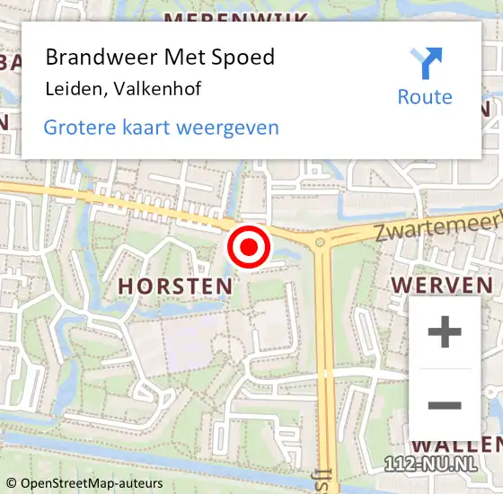 Locatie op kaart van de 112 melding: Brandweer Met Spoed Naar Leiden, Valkenhof op 10 augustus 2024 13:25