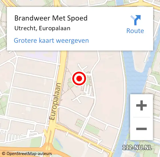 Locatie op kaart van de 112 melding: Brandweer Met Spoed Naar Utrecht, Europalaan op 10 augustus 2024 13:35