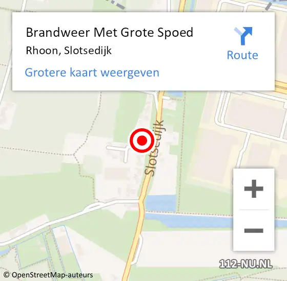 Locatie op kaart van de 112 melding: Brandweer Met Grote Spoed Naar Rhoon, Slotsedijk op 10 augustus 2024 13:43