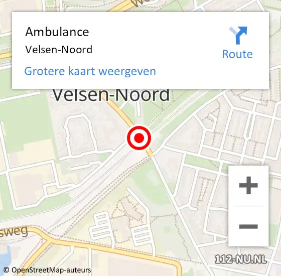 Locatie op kaart van de 112 melding: Ambulance Velsen-Noord op 10 augustus 2024 13:47