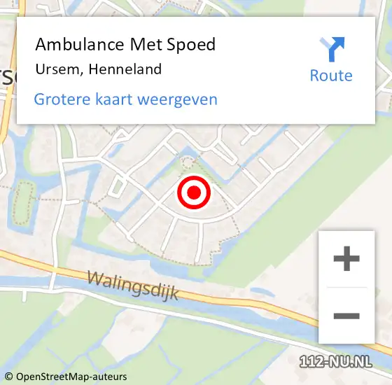 Locatie op kaart van de 112 melding: Ambulance Met Spoed Naar Ursem, Henneland op 10 augustus 2024 13:52