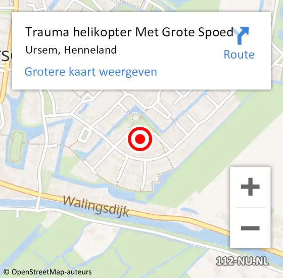 Locatie op kaart van de 112 melding: Trauma helikopter Met Grote Spoed Naar Ursem, Henneland op 10 augustus 2024 13:54