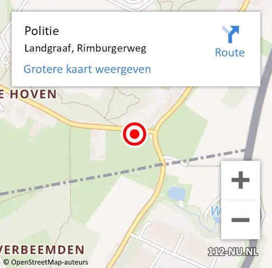 Locatie op kaart van de 112 melding: Politie Landgraaf, Rimburgerweg op 10 augustus 2024 13:58