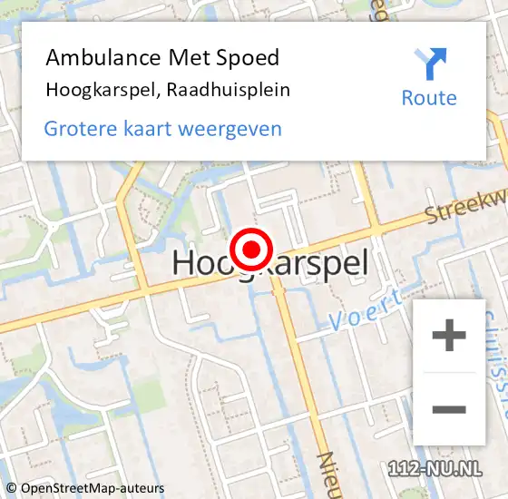 Locatie op kaart van de 112 melding: Ambulance Met Spoed Naar Hoogkarspel, Raadhuisplein op 10 augustus 2024 13:59