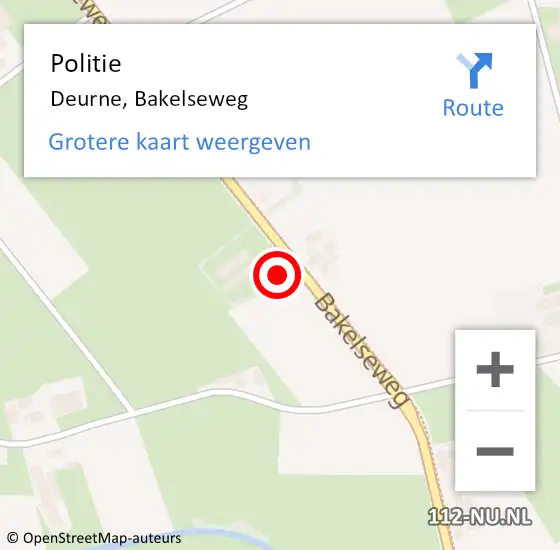 Locatie op kaart van de 112 melding: Politie Deurne, Bakelseweg op 10 augustus 2024 14:08