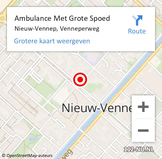 Locatie op kaart van de 112 melding: Ambulance Met Grote Spoed Naar Nieuw-Vennep, Venneperweg op 10 augustus 2024 14:08