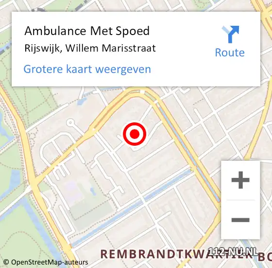 Locatie op kaart van de 112 melding: Ambulance Met Spoed Naar Rijswijk, Willem Marisstraat op 10 augustus 2024 14:09