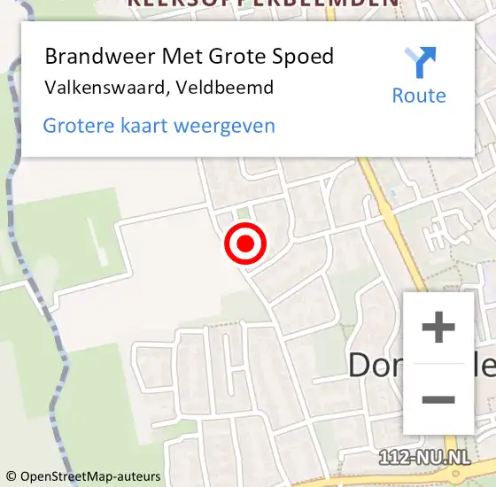 Locatie op kaart van de 112 melding: Brandweer Met Grote Spoed Naar Valkenswaard, Veldbeemd op 10 augustus 2024 14:28