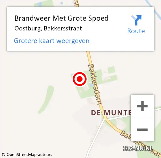 Locatie op kaart van de 112 melding: Brandweer Met Grote Spoed Naar Oostburg, Bakkersstraat op 10 augustus 2024 14:31