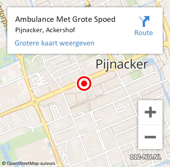 Locatie op kaart van de 112 melding: Ambulance Met Grote Spoed Naar Pijnacker, Ackershof op 10 augustus 2024 14:53