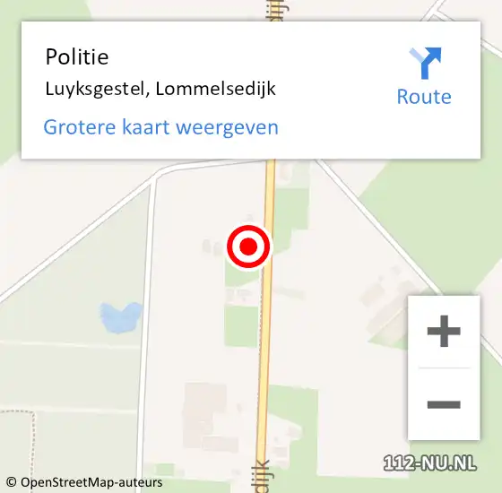 Locatie op kaart van de 112 melding: Politie Luyksgestel, Lommelsedijk op 10 augustus 2024 14:56