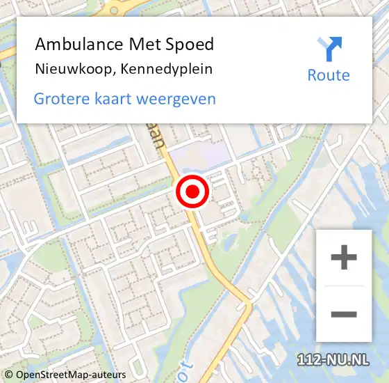 Locatie op kaart van de 112 melding: Ambulance Met Spoed Naar Nieuwkoop, Kennedyplein op 10 augustus 2024 15:06