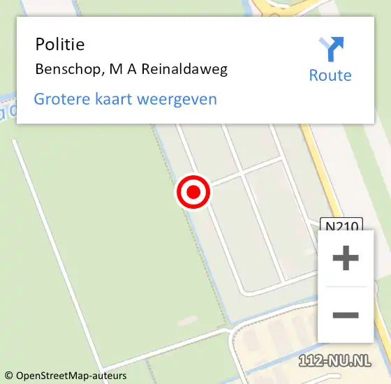 Locatie op kaart van de 112 melding: Politie Benschop, M A Reinaldaweg op 10 augustus 2024 15:11