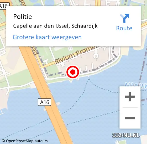 Locatie op kaart van de 112 melding: Politie Capelle aan den IJssel, Schaardijk op 10 augustus 2024 15:11