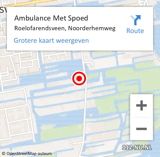 Locatie op kaart van de 112 melding: Ambulance Met Spoed Naar Roelofarendsveen, Noorderhemweg op 10 augustus 2024 15:14