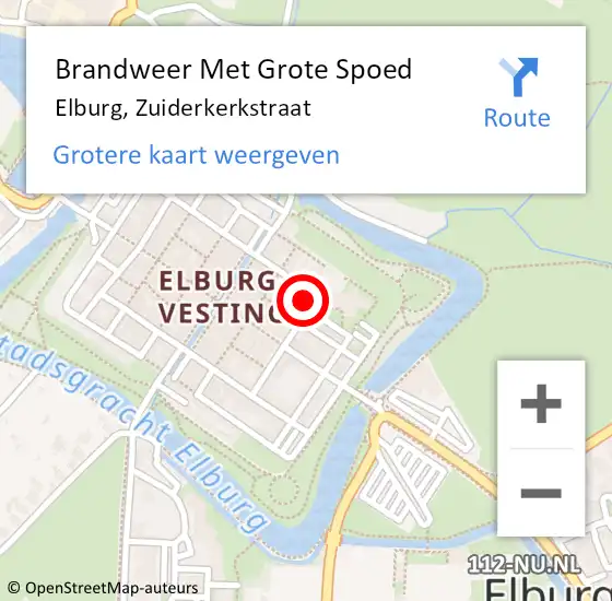 Locatie op kaart van de 112 melding: Brandweer Met Grote Spoed Naar Elburg, Zuiderkerkstraat op 10 augustus 2024 15:24