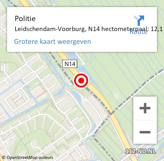 Locatie op kaart van de 112 melding: Politie Leidschendam-Voorburg, N14 hectometerpaal: 12,1 op 10 augustus 2024 15:53