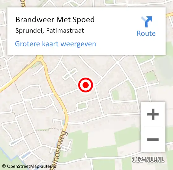 Locatie op kaart van de 112 melding: Brandweer Met Spoed Naar Sprundel, Fatimastraat op 10 augustus 2024 15:57