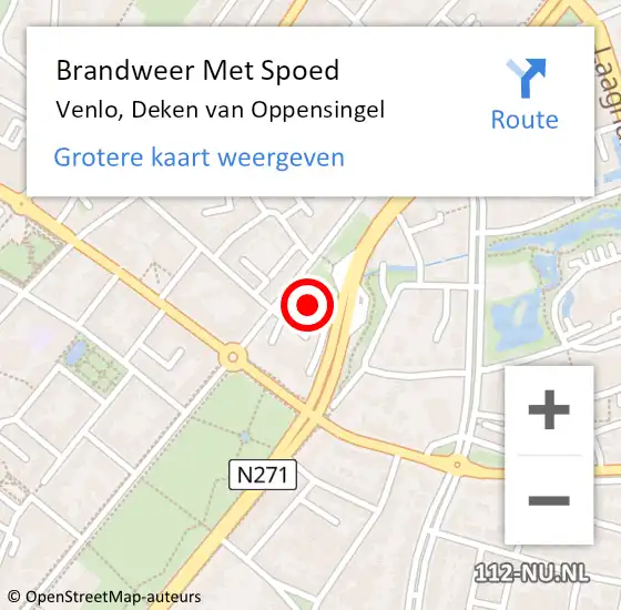 Locatie op kaart van de 112 melding: Brandweer Met Spoed Naar Venlo, Deken van Oppensingel op 10 augustus 2024 16:03