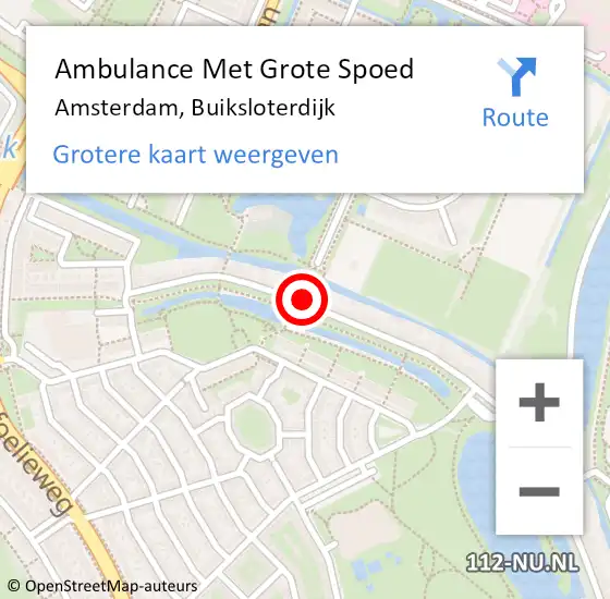 Locatie op kaart van de 112 melding: Ambulance Met Grote Spoed Naar Amsterdam, Buiksloterdijk op 10 augustus 2024 16:04