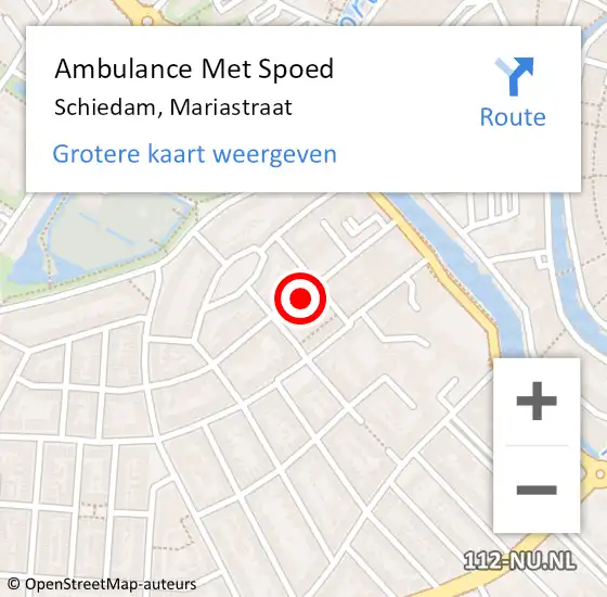 Locatie op kaart van de 112 melding: Ambulance Met Spoed Naar Schiedam, Mariastraat op 10 augustus 2024 16:13