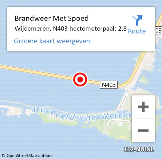 Locatie op kaart van de 112 melding: Brandweer Met Spoed Naar Wijdemeren, N403 hectometerpaal: 2,8 op 10 augustus 2024 16:22