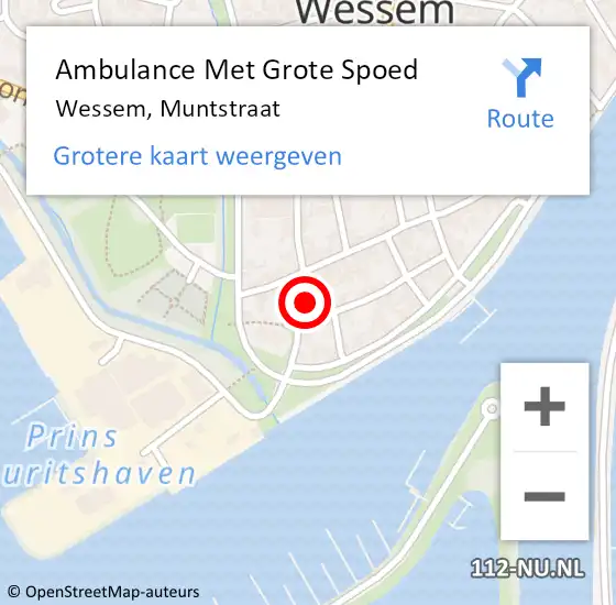 Locatie op kaart van de 112 melding: Ambulance Met Grote Spoed Naar Wessem, Muntstraat op 10 augustus 2024 16:23